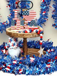 10pcs Independence Day Red White Blue Garland 4th Of July Independence Day For Tree Stairs Mantle Hanging Oranment Patriotic Tinsel Garland Hanging Streamers Decorations Outdoor Indoor Party Supplies Celebration Holiday Decorations - Blue - View 4