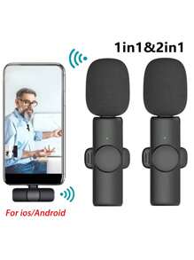 Bezprzewodowy mikrofon krawatowy, przenośny mini mikrofon do nagrywania dźwięku i wideo typu C/IOS, kompatybilny z iPhonem/iPadem/Androidem, do nagrywania wideo, wywiadów, vlogowania - Czarne - Zobacz 7