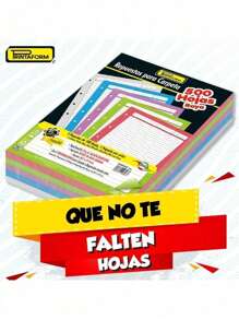 Repuesto Para Carpeta Tamaño Carta 500 Hojas - 5 Colores - Rayas - Ver 2