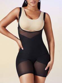 女士束腰塑身衣，收腹提臀，可拆卸肩带，连体塑身衣，平坦小腹，瘦身连体衣，束身衣，高腰束腰带 - 黑色 - 查看 4