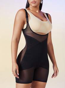 女士束腰塑身衣，收腹提臀，可拆卸肩带，连体塑身衣，平坦小腹，瘦身连体衣，束身衣，高腰束腰带 - 黑色 - 查看 5