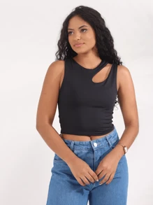 Women Tank Tops & Camis - 黑與白 - 查看 2