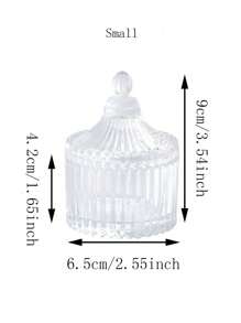 1pc Transparent Glass Storage Jar With Lid For Jewelry, Candle Holder, Gift, Storage Container Back To School,Room Decor - Clear - View 14