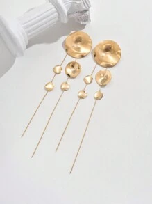 New Fringe Round Minimalist Exaggerated European Style Earrings - Yellow Gold - View 5