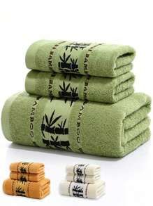 Bamboo Fiber Ink Bamboo Towel Thick Soft Bath Towel With Strong Water Absorption, Quick Dry For Home Use, 1pc Either For Face Washing Or Bathing Or Bath Towel Wrap, Unisex Home Bathroom Decor Back To School For Beauty Salon Home Bathroom Shower Towels For Beauty Salon, Hotel Sports,Home Essentials, Towel, Skin Care - Green - View 1