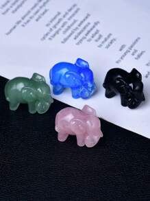 Exquisite Natural Crystal Carved Elephant, Unique Design, Healing Crystal, Gemstone With Contained Energy, Energy Healing Meditation Stone, Perfect For Home Decor And Gift, Portable, Also Ideal For Holiday Gifts, From CUPIDCRYSTAL Brand. - Crystal (3.5cm/1.38in) - View 5