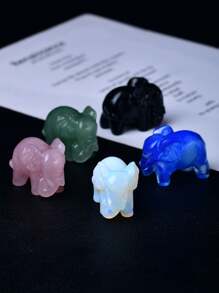 Exquisite Natural Crystal Carved Elephant, Unique Design, Healing Crystal, Gemstone With Contained Energy, Energy Healing Meditation Stone, Perfect For Home Decor And Gift, Portable, Also Ideal For Holiday Gifts, From CUPIDCRYSTAL Brand. - Crystal (3.5cm/1.38in) - View 4