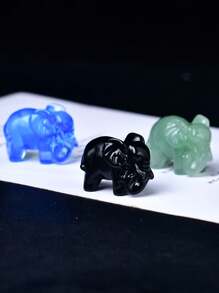 Exquisite Natural Crystal Carved Elephant, Unique Design, Healing Crystal, Gemstone With Contained Energy, Energy Healing Meditation Stone, Perfect For Home Decor And Gift, Portable, Also Ideal For Holiday Gifts, From CUPIDCRYSTAL Brand. - Crystal (3.5cm/1.38in) - View 6