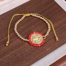 1pc Newest Virgin Mary Bracelet Men Fashion Gifts Gold Beads Bracelet Daily Wearing Multi Color Beaded Bracelets - Gold - View 15