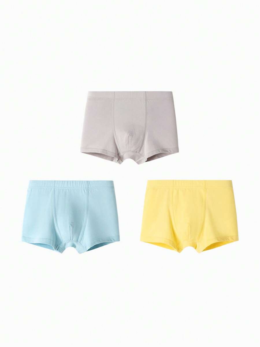 Balabala 青少年男孩内裤：儿童平角短裤，舒适简约，3 条装，适合中大型幼儿 - 藍色 - 查看 1