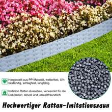 LILIIN Rattan Look Bed Edging Lawn Edge Set Anthracite / Grey / Brown Bed Edging Plastic Lawn Border Bed Fence 5m / 10m Bed Border Garden Palisades - 淺灰色 - 查看 5