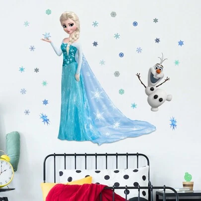2PCS Frozen Princess Decorative Wall Sticker, Removable PVC Material Wall Sticker, Suitable For Living Room, Bedroom, Baby Room Decorative Wall Sticker, 11.8inchX11.8inchX2, Stickers, Wall Decal, Vinyl Decal For Home Decorations, Spring Decoration Items Refresh Your Home, Festival Decoration Stickers Gifts Birthday Graduation