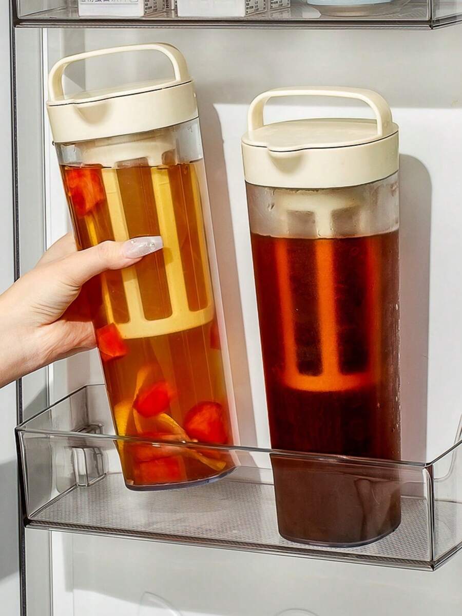 1pc Cold Brew Jug Refrigerator Water Bottle For Coffee, Fruit Tea, Sealed And Heat-Resistant, Cold Brew Drip Ice Water Bottle For Summer - White - View 1