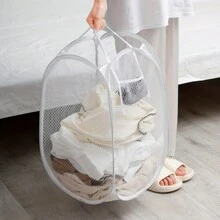 1入網眼大容量髒衣物籃，可摺疊存放衣物籃，是完美的家用多功能洗衣收納袋、學校組織袋和教師收納袋