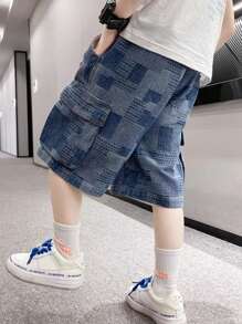 Tween Boy Summer 2024 New Style Children's Casual Denim Shorts , Lightweight Section
