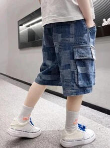 Tween Boy Summer 2024 New Style Children's Casual Denim Shorts , Lightweight Section