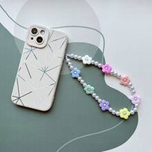 时尚彩色花朵手机挂绳，高光泽仿珍珠防丢相机吊坠（女士款） - 彩色 - 查看 2