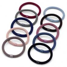 10pcs Simple Solid Color Hair Ties Small Elastic Hair Bands - Multicolor - View 1