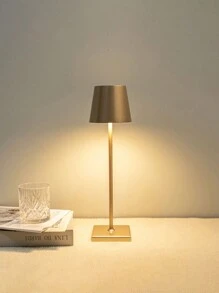 1入現代LED桌燈，3種色溫和無段調光，可充電，柔和護眼，適用於臥室/餐桌/咖啡館/餐廳/露台/野營/家居裝飾/室內裝飾等 - 金色 - 查看 2