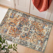 Khaki Bedding Washable Rugs Living Room Area Rugs Orange Vintage Boho Rugs Large Non Slip Carpet Moroccan Rugs Short Pile Rugs For Bedroom Dining Room Kitchen Soft Faux Wool Rugs (80x150cm,120x170cm,200x300cm) - Khaki - View 3