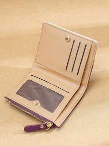 New Short Splicing Wallet Creative Multi-Colored Coin With Zipper Multiple Cards Stylish And Simple Color Blocking Women's Wallet For Women Wallet Purse Wallet Small Wallet - Purple - View 6