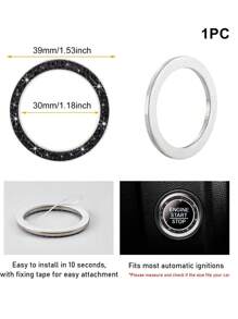 1 cái Rhinestone Decor Glass Car One-button Start Vòng trang trí - màu đen - Xem 2