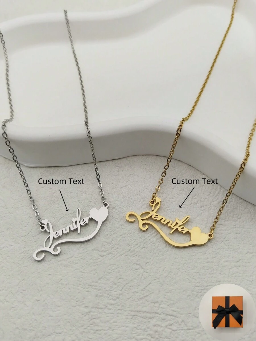 1 chiếc vòng cổ tên hình trái tim và đám mây tinh tế tùy chỉnh với mặt dây chuyền hình trái tim nhỏ cho bé gái - Vàng bạc, Bạc thời trang, Thời trang mùa thu, Thu gọn, Đơn giản, Thường ngày, Tiền cũ, Dễ thương tùy chỉnh, Cá nhân hóa, Quà tặng lý tưởng độc đáo cho bạn gái, Mẹ, Gia đình, Bạn bè, Con gái cho ngày kỷ niệm, Sinh nhật, Mặc hàng ngày, Dạ hội, Ngày của Mẹ, Ngày lễ tình nhân, Tốt nghiệp, Đám cưới, Tiệc Valentine - Bạc - Xem 1