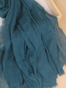 1 件女士纯色褶皱经典纯色头巾头巾适合 Abaya 配饰面纱服装 - 青碧色 - 查看 5