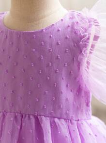 EHOMKIDS Girls' Purple Dress, Mesh Tutu Dress For Middle And Big Kids - Purple - View 3