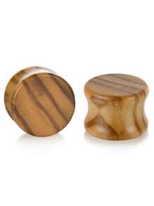 1 Coppia Di Tappi Per Le Orecchie Piatte Cavi E Solidi Con Testura In Legno Di Olivo In Stile Hippie Punk Boho Retrò Alla Moda Orecchini A Scorrimento Adatti Per Feste Quotidiane, Gioielli Unisex Per Piercing