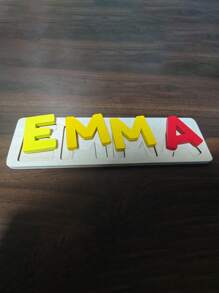 1pc Personalized Wooden Name Puzzle Board, Easter Gift, Name Puzzle, First Birthday Gift, Custom Wooden Name Puzzle Plaque, Unique Name Puzzle Board - Pink Letters - View 4
