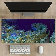 Devineresse 1 pieza Almohadilla de ratón XXL con impresión de orilla de pulpo en tono azul estética, accesorio para jugadores de gran escritorio caliente, almohadillas de borde de cierre de computadora y teclado antideslizantes - azul real - Ver 3