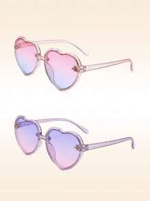 3pcs/Set Girls Heart Shaped Glasses & Bowknot Hair Clips Set - A - View 10