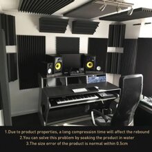 12pcs Acoustic Foam Panels, 2"*12"*12" Soundproofing Wedges Fire Resistant Absorption Treatment Sponge - Black - View 9