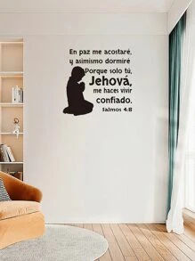 1 peça Adesivo de Parede em Espanhol Bíblia Salmo 4:8 Cristão Jesus Oração Decalque Decoração de Casa Para Sala de Estar Quarto
