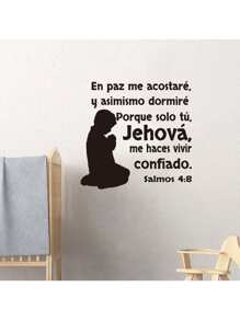 1 peça Adesivo de Parede em Espanhol Bíblia Salmo 4:8 Cristão Jesus Oração Decalque Decoração de Casa Para Sala de Estar Quarto