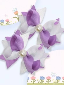 2pcs 3.2 Inch Bowknot Hair Clips, Suitable For Teenage Girls, Holiday Party - Mauve Purple - View 2