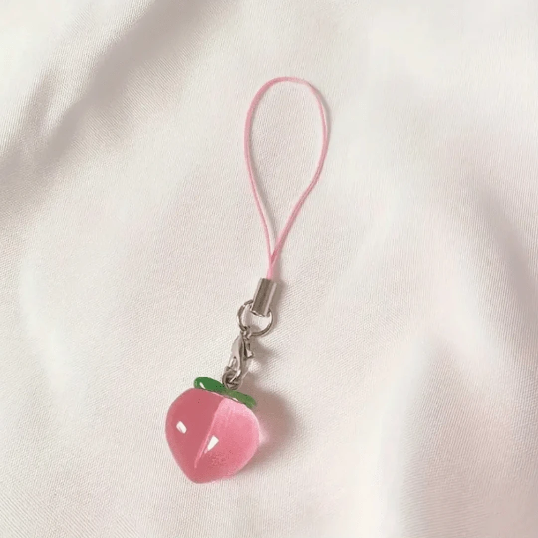 1 件可爱桃色手机挂件耳机绳，适合送给母亲、家人、朋友、生日、节日的礼物，手机挂饰，手机链 - 淺粉色 - 查看 1