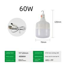 戶外USB可充電手電筒，LED燈泡，便攜式燈籠夜燈，高亮度照明功能具掛勾，適用於緊急情況、冒險、露營、釣魚 - 暖白色 - 查看 10