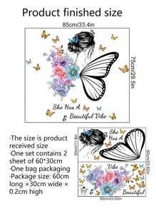 1 Bộ nhãn dán tường trang trí phòng theo chủ đề bướm đẹp - Nhiều màu - Xem 11