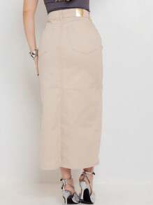 Women Denim Skirts - 米色 - 查看 2