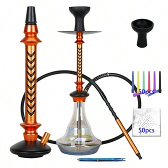 1pc 58cm/22.83inch Aluminum Alloy Hollow Hookah Shisha Pipe With All Accessories