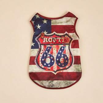 1 件宠物透气 7 月 4 日定位印花背心，适合夏季中小型猫狗