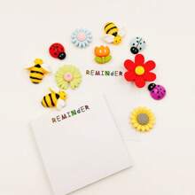 10 SZTUK Śliczne Kawaii Roślinne magnesy na lodówkę - Mocny plastikowy owalny zestaw magnesów na tablicę do dekoracji domu i biura - Wielokolorowe - Zobacz 8