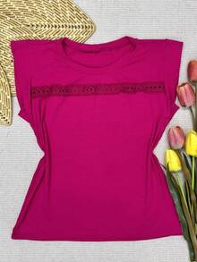 Women T-Shirts - 玫紅色 - 查看 3