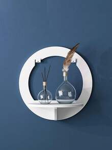 1入組無需鑽孔床頭儲物架，掛牆式適用於客廳牆面裝飾、臥室牆上掛架、掛牆式花架、隔板掛牆式收納架 - 白色 - 查看 3