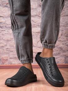 Sandalias Semicerradas Para Hombre Y Mujer, Resistentes Al Agua Y Perforadas - Negro - Ver 5