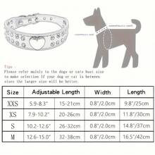 1Pc Bling Rhinestone Decor Heart Ornament Dog Collar Durable Leather Dog Collar, Perfect For Puppies And Small Dogs - Pink - View 3