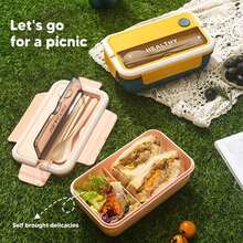 3pcs/Set Leak-Proof Lunch Box With Lunch Cup And Insulated Lunch Bag, Portable And Reusable Thermal Food Container, Microwave And Dishwasher Safe, For Office, Summer Camping And Picnic, Kitchen Storage Box And Organizer, Kitchen Accessories - Multicolor - View 9