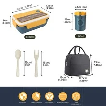 3pcs/Set Leak-Proof Lunch Box With Lunch Cup And Insulated Lunch Bag, Portable And Reusable Thermal Food Container, Microwave And Dishwasher Safe, For Office, Summer Camping And Picnic, Kitchen Storage Box And Organizer, Kitchen Accessories - Multicolor - View 4